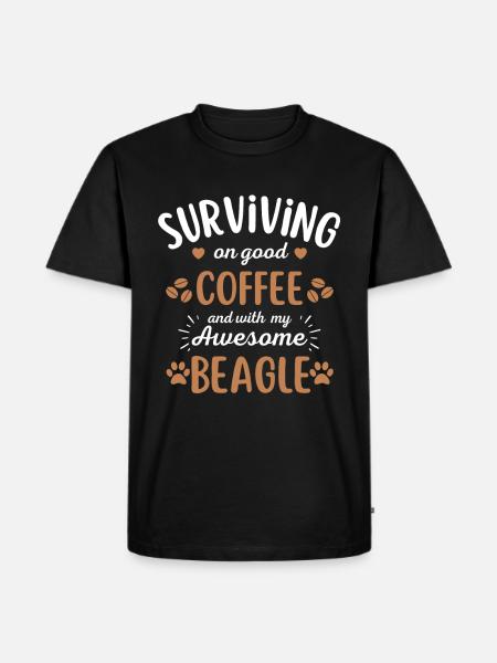 Beagle Coffee Dog Cafe - T-shirt Premium bio Homme - noir