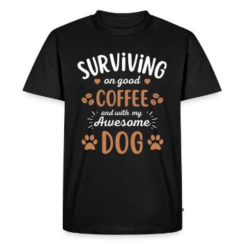 Dog & Coffee Dog Cafe - Men's Premium Organic T-Shirt - black - Front - Nico (187cm)