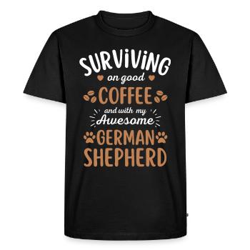 German Shepherd Coffee Dog Cafe - Men's Premium Organic T-Shirt - black - Front - Nico (187cm)