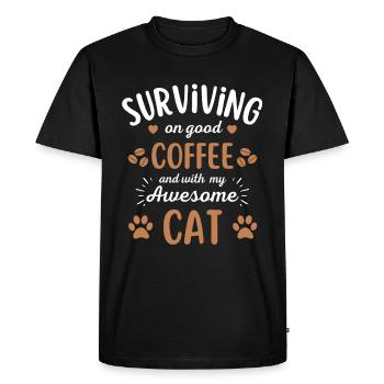 Cat & Coffee Cat Cafe - Men's Premium Organic T-Shirt - black - Front - Nico (187cm)