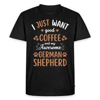 German Shepherd Coffee Dog Cafe - Men's Premium Organic T-Shirt - black - Front - Nico (187cm)