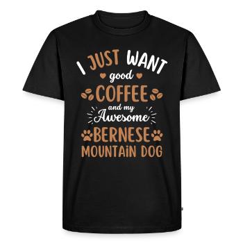 Bernese Mountain Dog Coffee Dog Cafe - Men's Premium Organic T-Shirt - black - Front - Nico (187cm)