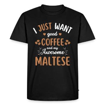 Café maltais Coffee Dog - T-shirt Premium bio Homme - noir - Devant - Nico (187cm)