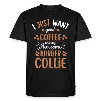 Border Collie Coffee Dog Cafe - T-shirt Premium bio Homme - noir - Devant - Nico (187cm)