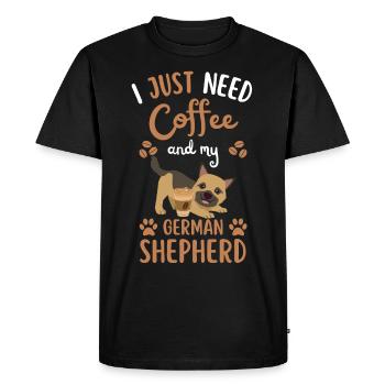 Sweet German Shepherd Coffee Cafe kawaii - Men's Premium Organic T-Shirt - black - Front - Nico (187cm)
