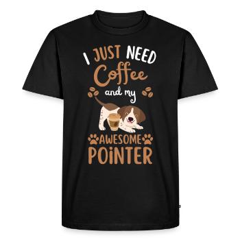 Sweet English Pointer Coffee Dog Cafe kawaii - T-shirt Premium bio Homme - noir - Devant - Nico (187cm)