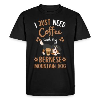 Sweet Bernese Mountain Dog Coffee Dog Cafe kawaii - Men's Premium Organic T-Shirt - black - Front - Nico (187cm)