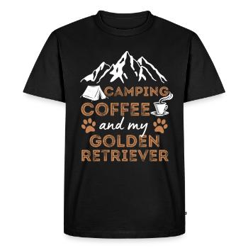 Golden Retriever Coffee Camping Dog Cafe - Men's Premium Organic T-Shirt - black - Front - Nico (187cm)