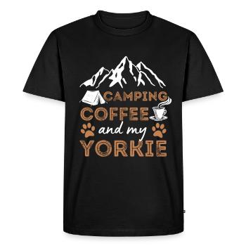 Yorkshire Terrier Coffee Camping Dog Cafe - Men's Premium Organic T-Shirt - black - Front - Nico (187cm)