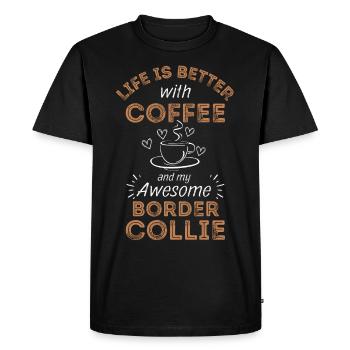 Border Collie Coffee Dog Cafe - T-shirt Premium bio Homme - noir - Devant - Nico (187cm)