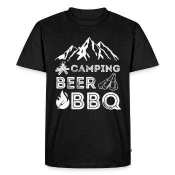 Amateurs de camping, de bière et de barbecue - T-shirt Premium bio Homme - noir - Devant - Nico (187cm)