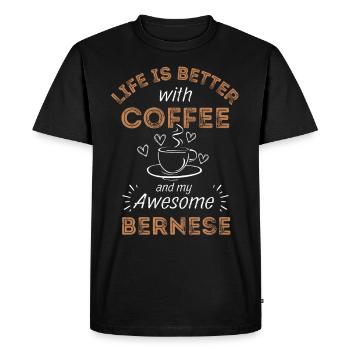 Bernese Mountain Dog Coffee Dog Cafe - Men's Premium Organic T-Shirt - black - Front - Nico (187cm)