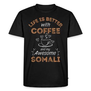 Somali Cat Coffee Cafe - Men's Premium Organic T-Shirt - black - Front - Nico (187cm)