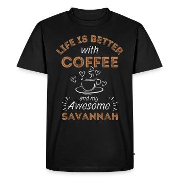 Savannah Cat Coffee Café - T-shirt Premium bio Homme - noir - Devant - Nico (187cm)