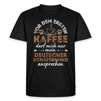 German Shepherd Coffee Dog Cafe - Men's Premium Organic T-Shirt - black - Front - Nico (187cm)
