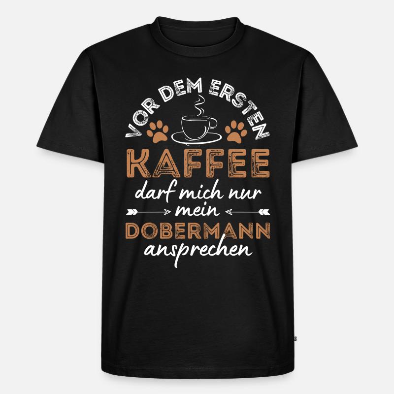 Dobermann Kaffee Hund Cafe - Männer Premium Bio T-Shirt - Schwarz