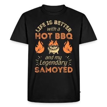 Bbq Grilling et samoyed dog lovers - T-shirt Premium bio Homme - noir - Devant - Nico (187cm)
