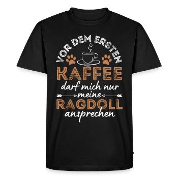 Ragdoll Cat Coffee Cafe - Men's Premium Organic T-Shirt - black - Front - Nico (187cm)