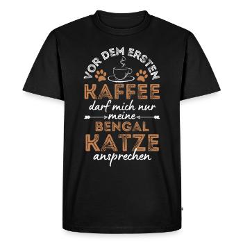 Bengal Cat Coffee Cafe - Men's Premium Organic T-Shirt - black - Front - Nico (187cm)