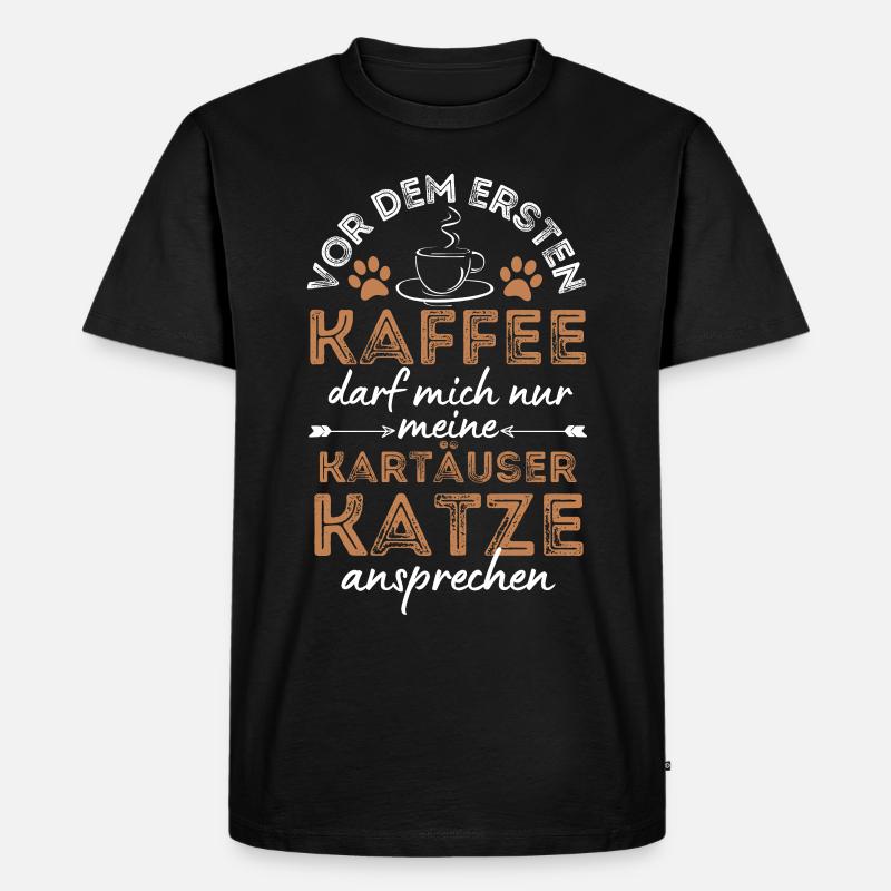 Kartäuser Katze Kaffee Cafe - Männer Premium Bio T-Shirt - Schwarz