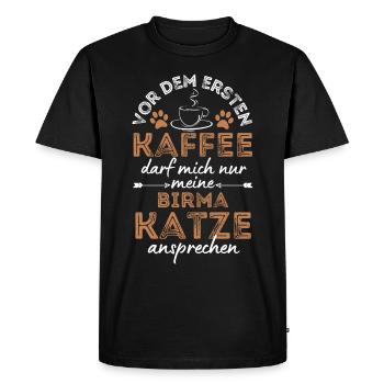 Burmese Cat Coffee Cafe - Men's Premium Organic T-Shirt - black - Front - Nico (187cm)