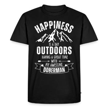 Doberman Chien de plein air Nature Randonnée Camping - T-shirt Premium bio Homme - noir - Devant - Nico (187cm)