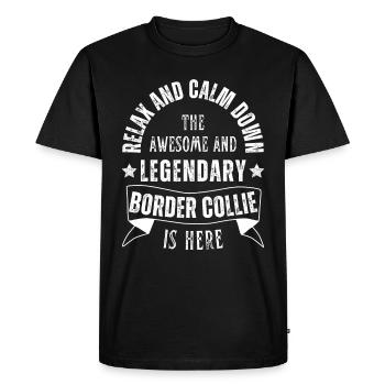 Détendez-vous mon légendaire Border Collie est ici Rétro - T-shirt Premium bio Homme - noir - Devant - Nico (187cm)