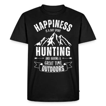 Happiness is a day spent hunting. Hunting nature. - Men's Premium Organic T-Shirt - black - Front - Nico (187cm)