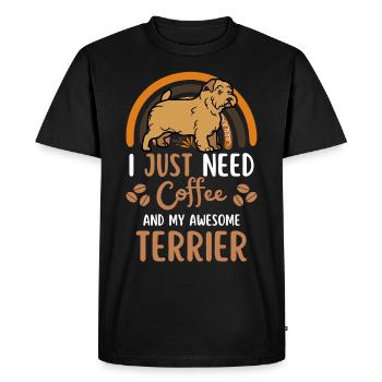 Norwich Terrier Coffee Dog Cafe - Men's Premium Organic T-Shirt - black - Front - Nico (187cm)