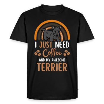 Scottish Terrier Coffee Dog Cafe - T-shirt Premium bio Homme - noir - Devant - Nico (187cm)