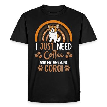 Sweet Welsh Corgi Coffee Dog Cafe kawaii - T-shirt Premium bio Homme - noir - Devant - Nico (187cm)