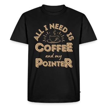 Pointer Café Chien Café - T-shirt Premium bio Homme - noir - Devant - Nico (187cm)