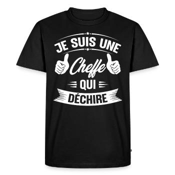Je suis une cheffe qui déchire - T-shirt Premium bio Homme - noir - Devant - Nico (187cm)