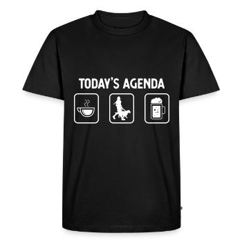 Agenda du jour - Bière - Femme avec chien - - T-shirt Premium bio Homme - noir - Devant - Nico (187cm)