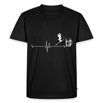Heartbeat - Bière - Ski - (3) - T-shirt Premium bio Homme - noir - Devant - Nico (187cm)