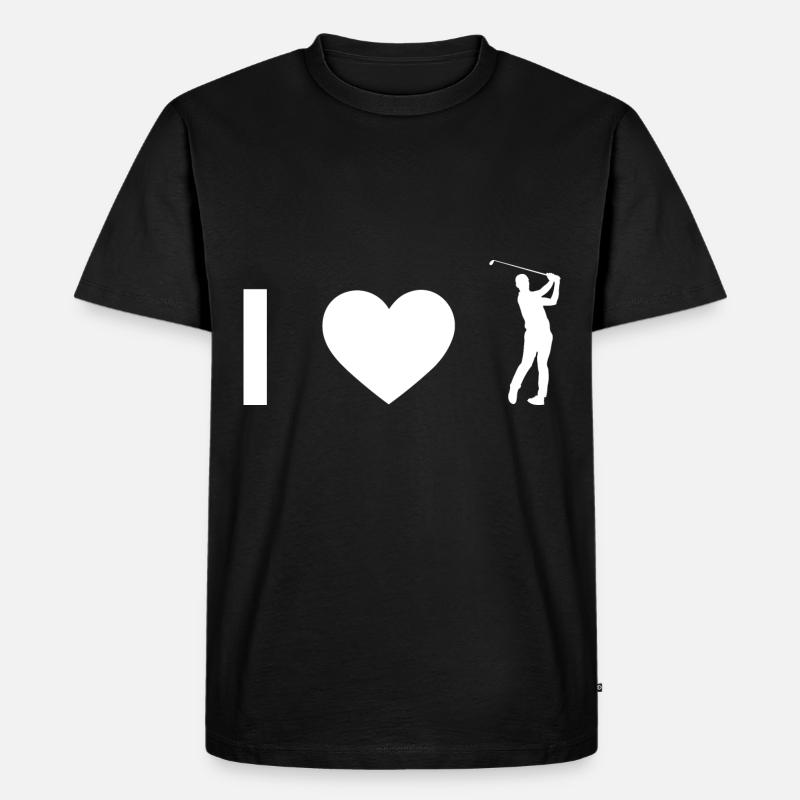 Ich Herz und Golf - - Männer Premium Bio T-Shirt - Schwarz