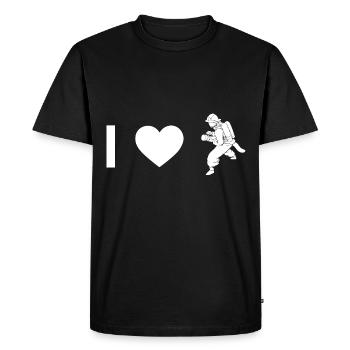 I heart and fire brigade - - Men's Premium Organic T-Shirt - black - Front - Nico (187cm)