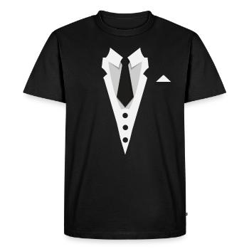 Costume, chemise et col avec poche poitrine - T-shirt Premium bio Homme - noir - Devant - Nico (187cm)