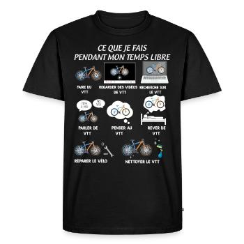 VTT vélo temps libre et liberté humour cyclisme - T-shirt Premium bio Homme - noir - Devant - Nico (187cm)