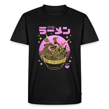 Néon rose sunset - Bol de Ramen dorée - T-shirt Premium bio Homme - noir - Devant - Nico (187cm)