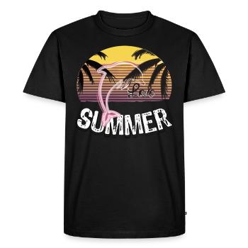 Sunset with dolphin - Men's Premium Organic T-Shirt - black - Front - Nico (187cm)
