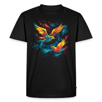 Flying Birds - Abstract Art - Men's Premium Organic T-Shirt - black - Front - Nico (187cm)