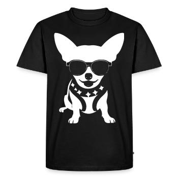 Funny Chihuahua wearing Sunglasses Chihuahuas - Men's Premium Organic T-Shirt - black - Front - Nico (187cm)