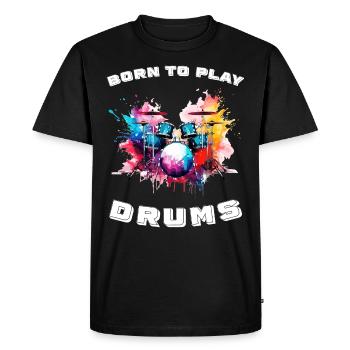 Né pour jouer de la batterie - T-shirt Premium bio Homme - noir - Devant - Nico (187cm)
