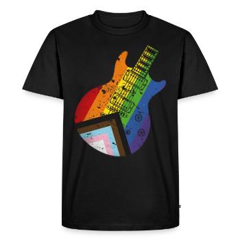 Guitare Pride Progress Flag - T-shirt Premium bio Homme - noir - Devant - Nico (187cm)