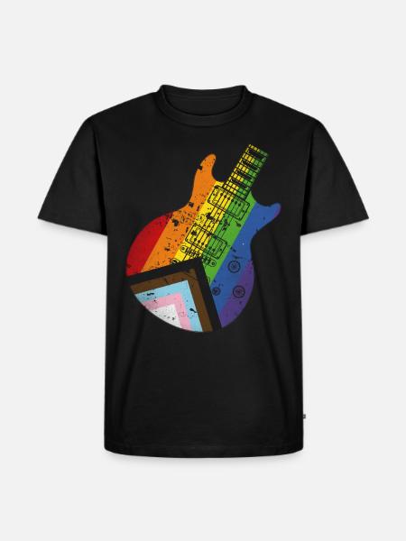 Pride Progress Flag Guitar - Men's Premium Organic T-Shirt - black