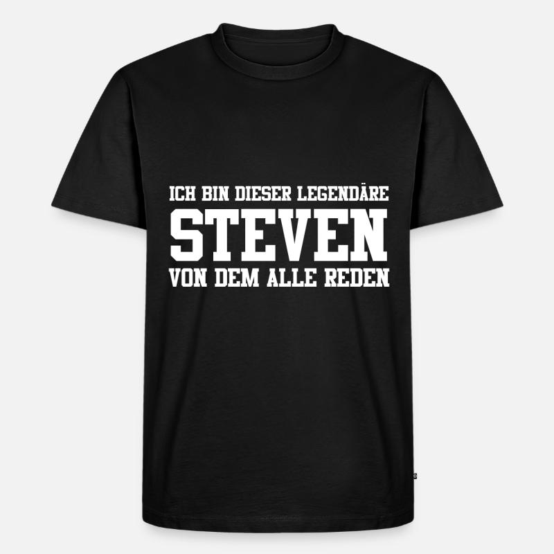 Steven Name Design - Männer Premium Bio T-Shirt - Schwarz