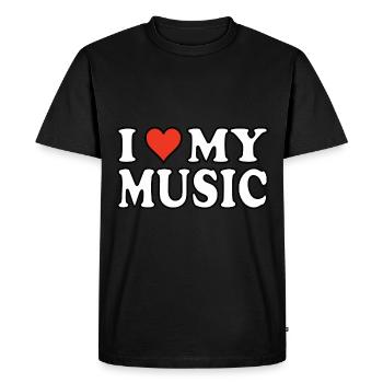 J’aime ma musique - le design musical cool - T-shirt Premium bio Homme - noir - Devant - Nico (187cm)