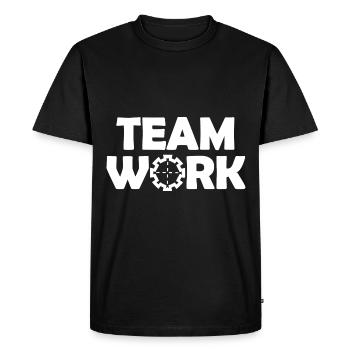 The team work - Men's Premium Organic T-Shirt - black - Front - Nico (187cm)