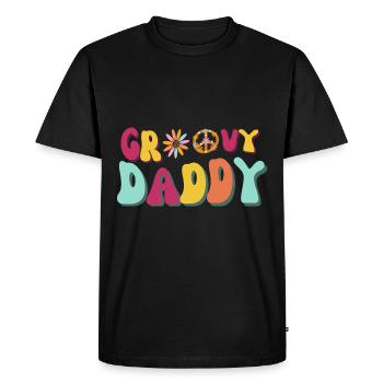 Groovy Daddy Groovy Hippie Dad Cool Gift For Him - Men's Premium Organic T-Shirt - black - Front - Nico (187cm)